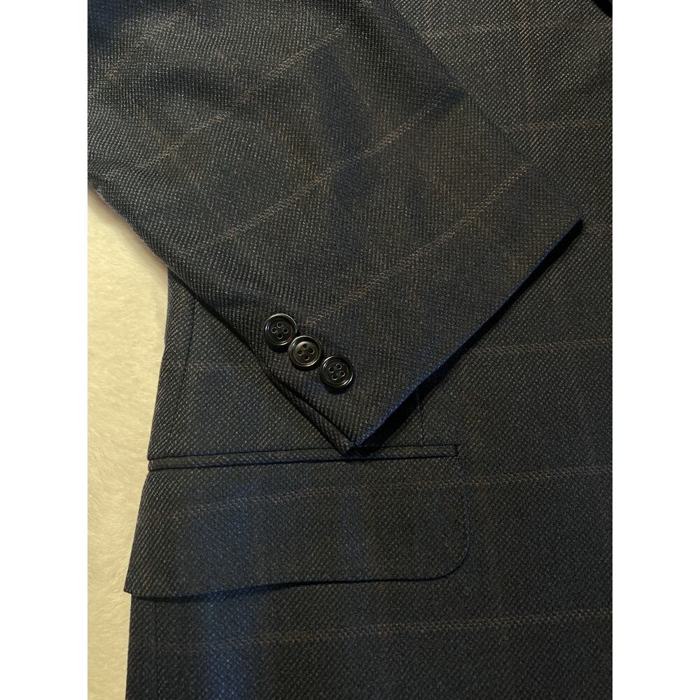 Zegna 15 Milmil 15 Sport Coat 44R Navy Blue Camel Plaid 3/2 Roll - Picture 10 of 16